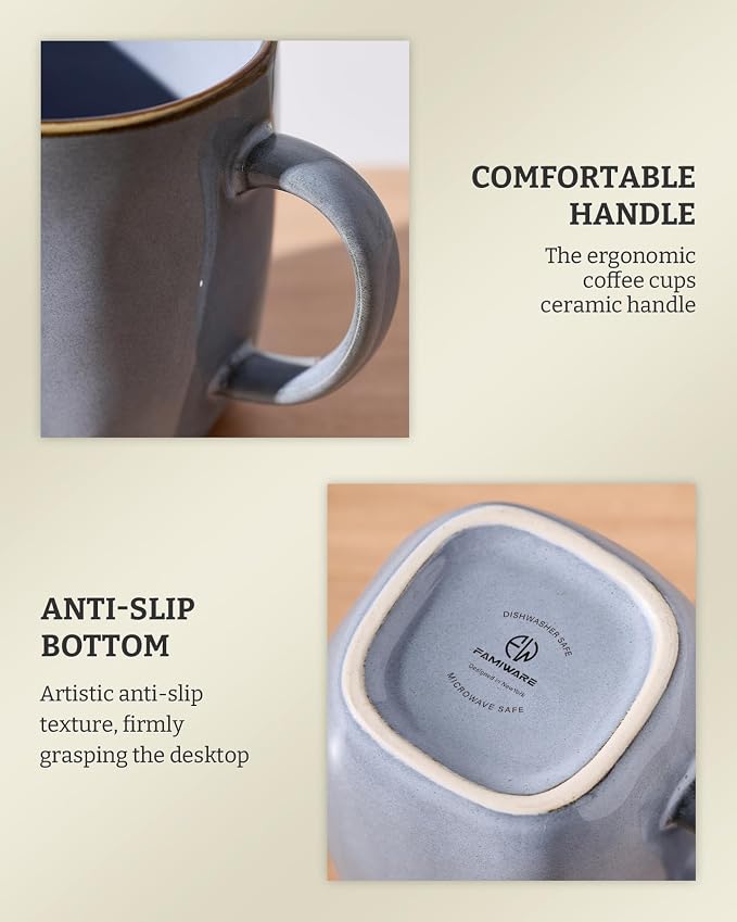famiware Coffee Mugs Set of 8, Ocean Square 13oz Coffee Cup Set - Image 7