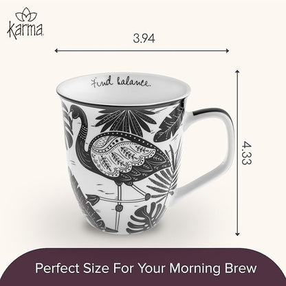 Karma Gifts 14 oz Black and White Boho Mug Flamingo - Image 6