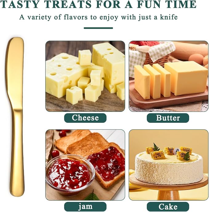 Berglander Butter Knife Spreader 6 Pieces 5.6", Stainless Steel Gold Butter - Image 4