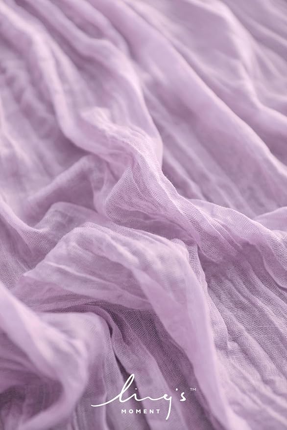 Ling's Moment Lilac Gauze Cheesecloth Table Runner, 14FT | Light Purple Sheer - Image 3