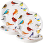 48 Pcs Playful Birds Paper Plates Set Include 9 Inch and 7 Inch Colorful Little Birds Texture Disposable Plates Spring Summer Decorative Party Tableware for Home Table Party Supplies