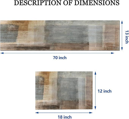 Mcalk Brown Table Runner and Placemats Set of 6, Abstract Grey Placemats, Modern Art Cloth Place Mats Indoor for Kitchen,Washable Linen Material for Dining Table