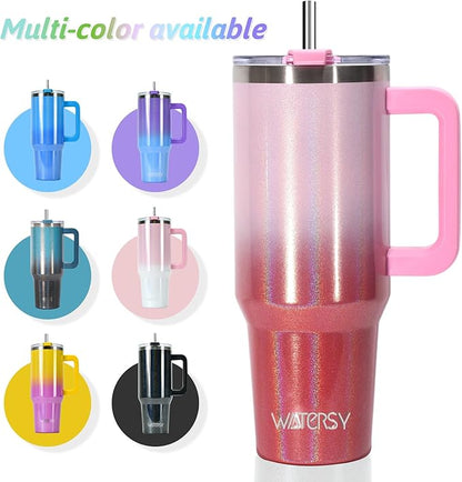 30 oz Shiny Tumbler with Handle and Straw, Stainless Steel Tumbler with Lid and - Image 6