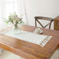 Boho Table Runner with Tassels White by FEXIA