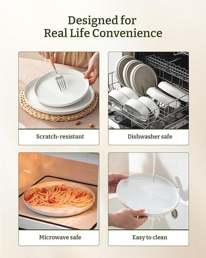 Famiware Milkyway 12-Piece Stoneware Dinnerware Set, Dishes Set - Image 7