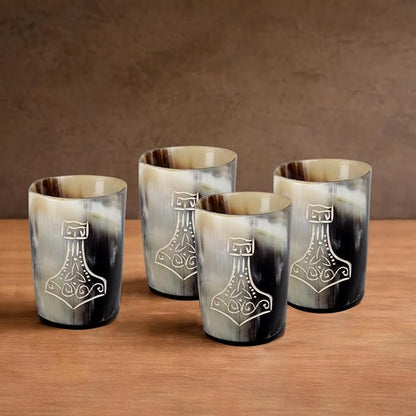 Handicrafts Home Viking Horn Shot Glasses Set of 4, Handmade Natural Ox Horn - Image 5