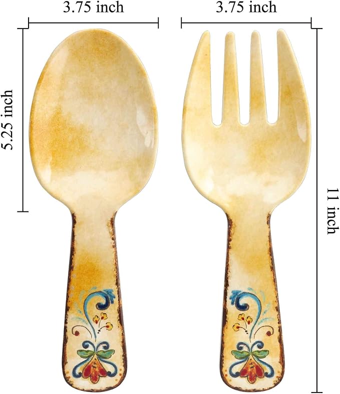 Tuscany Melamine Salad Servers, Serving Utensil Set, Includes Serving Fork and - Image 2