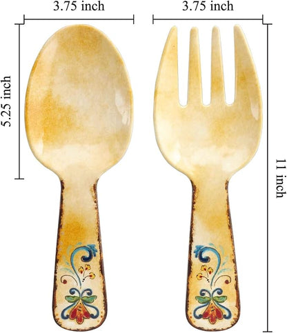Tuscany Melamine Salad Servers, Serving Utensil Set, Includes Serving Fork and - Image 2