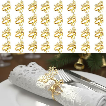100 Pcs Gold Napkin Rings Bulk Delicate Napkin Holder for Dining Wedding Party Banquet Table Decroration Christmas and Daily Use