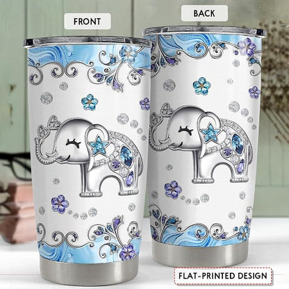 SANDJEST Elephant Tumbler 20oz Jewelry Drawings Stainless Steel Insulated - Image 2