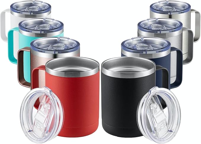 MEWAY 12oz Mix Color Mug With Handle 8 Pack Bulk, Stainless Steel Insulated by MEWAY