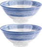 Ceramic Ramen Bowl Set of 2, 8.3" Blue Striped Japanese Noodle Bowls, Large by Whitenesser