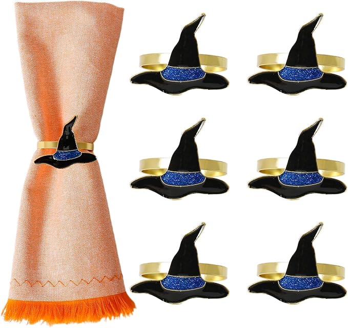 wonlex Halloween Witch Hat Napkin Rings Set of 6, Dinner Banquet Gathering by wonlex