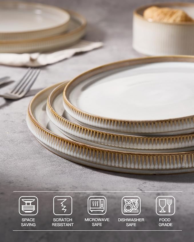 famiware Star Salad Plates for 6, 8 inches Plate Set, Stoneware Dinnerware - Image 4