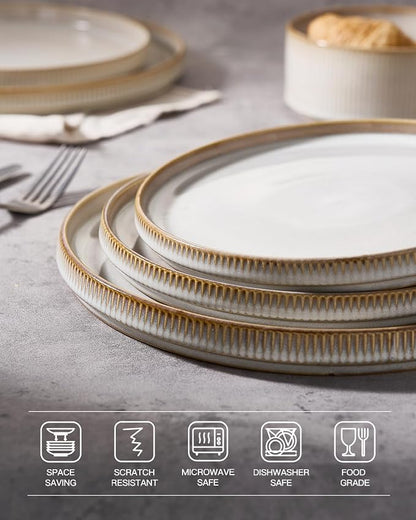 famiware Star Salad Plates for 6, 8 inches Plate Set, Stoneware Dinnerware - Image 4