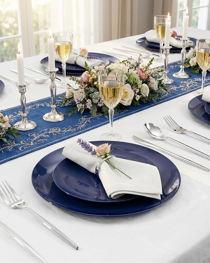 PULOTE 100PCS Blue Plastic Plates - Image 6
