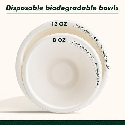 Paper Bowls 8 oz, Disposable Compostable Soup Bowls, Heavy Duty White Bowls Bulk - Image 8