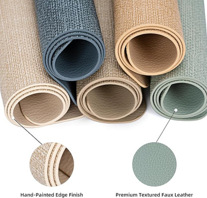 Heat Resistant Placemats Set of 2, 17x12in Waterproof Wipeable Faux Leather Non Slip Table Mats, Easy to Clean, Stain Resistant, for Kitchen Dining Room– Charcoal Blue