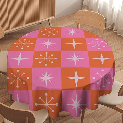Mid Century Modern Round Tablecloth, Vintage Abstract Colorful Geometrics Modern Print Tablecloth for Home Party Dining Room Kitchen Decor 36Inch(90cm)