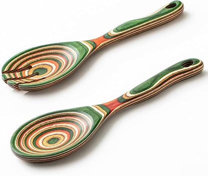 Gudamaye Pakkawood Wooden Salad Server Set, 10.5 inch Salad Tongs by Gudamaye-WoodenUtensilsSets