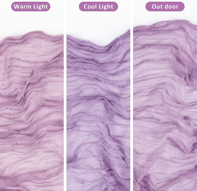 Cheesecloth Table Runner, 120 Inch 10 FT, Lilac | 1 Pack, 35x120 Inches Boho - Image 5