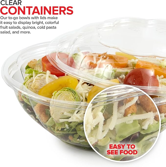 Stock Your Home 24oz Clear Plastic Salad Bowls - Image 5