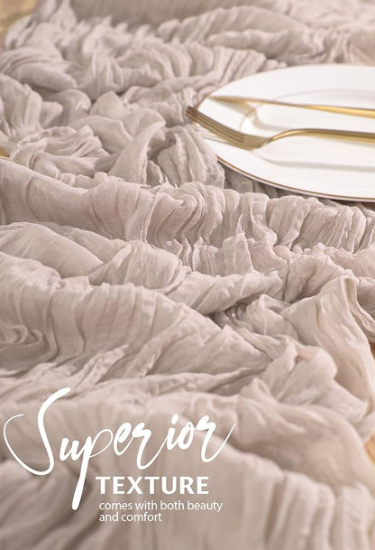 Showgeous 2 Pack Rosy Brown Cheesecloth Table Runners Boho Wedding Decor | - Image 4