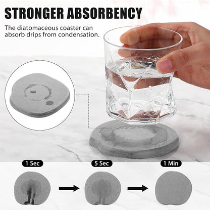 Diatomaceous Earth Coasters Set of 4，Cool Absorbent Quick-Dry Drink Coasters - Image 5