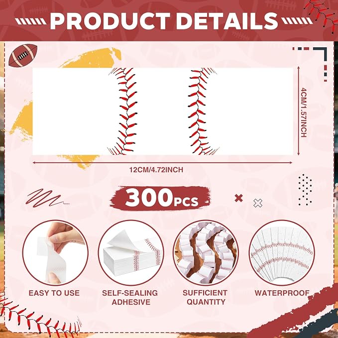 FoldTier 300 Pcs Baseball Paper Napkin Rings Bulk Disposable Sports Napkin - Image 2