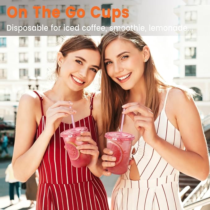 100 Sets - 16oz Pink Plastic Cups - Image 5