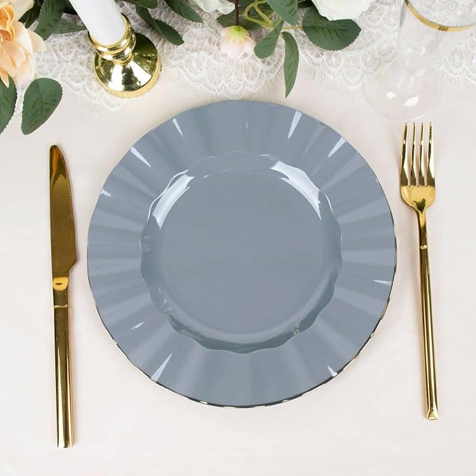 Efavormart 9" Salad Plates – Set of 10 Plastic Dusty Blue Round Disposable - Image 8
