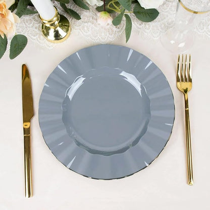 Efavormart 9" Salad Plates – Set of 10 Plastic Dusty Blue Round Disposable - Image 8