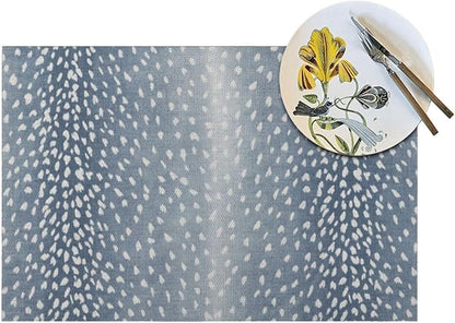 Navy Blue Antelope Placemats Set of 4, 12x18 Inches Blue Animal Skin Print Decorative Rectangle Table Mats for Party Home Kitchen Dining Table Decoration