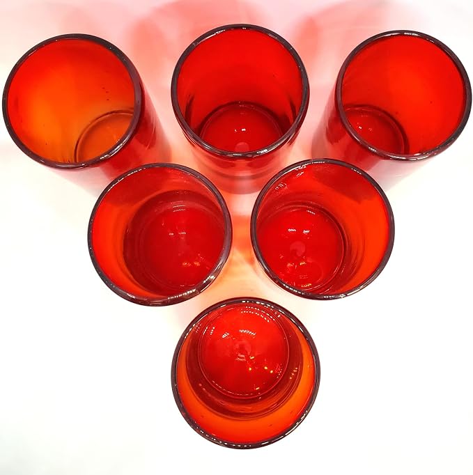 Solid Ruby Red 14 oz Drinking Glasses, Recycled Glass, Toxin-Free - Image 5