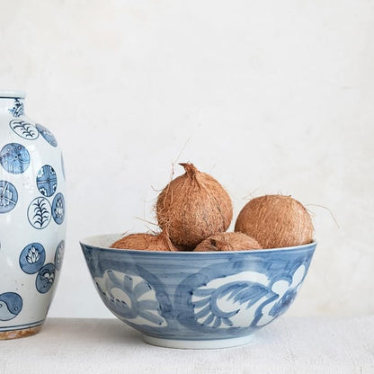 Creative Co-Op Hand Painted Stoneware Bowl - Image 2