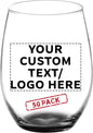 DISCOUNT PROMOS 50 ARC Stemless Wine Glasses Set, 21 oz. - Customizable Text, Logo - Chardonnay, Cabernet, Merlot, Sauvignon - Black