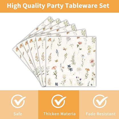 96 Pcs Wildflower Party Decorations, Floral Tableware Set | Serves 24 guests - Image 4