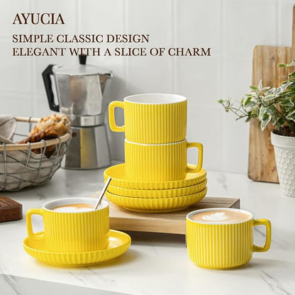 8 Ounce Cappuccino Cups Set of 4, Latte Mugs - Image 2