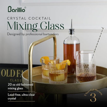 Barillio Crystal Cocktail Mixing Glass - 20 Oz Seamless Weighted - Bartender - Image 3
