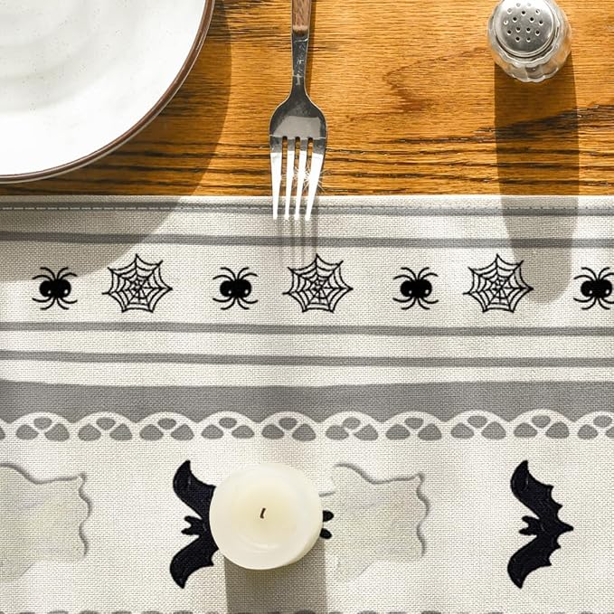 Artoid Mode 210 GSM Halloween Table Runner 13x90 Inch Home Party Decor | Beige - Image 7