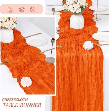 3 Pack Orange Cheesecloth Table Runner 17x108 Inch Semi Sheer Boho Gauze Cheese - Image 6