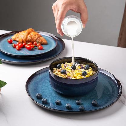 LERATIO Ceramic Plate Set of 6, 8.5 Inch Reactive Glaze Salad Plates | Modern - Image 3