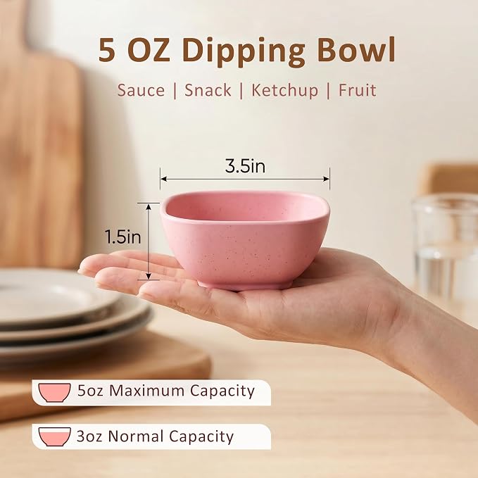 5oz Soy Sauce Dish, Unbreakable Wheat Straw Bowls Set of 8, Microwave Safe - Image 2