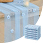 Artoid Mode Blue Flower Pearl Blue Gauze Table Runner 10FT 6PC, Seasonal Sheer by ArtoidMode