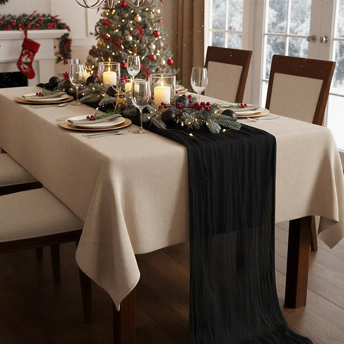20 Pack Black Cheesecloth Table Runner 120 Inch Boho Wedding Decor | - Image 8