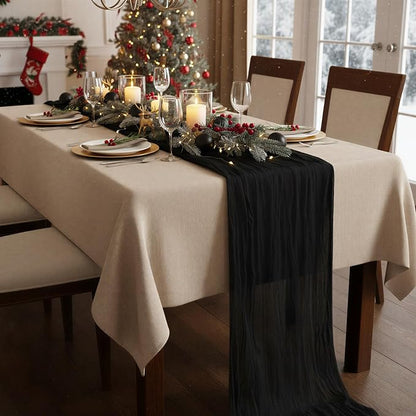 20 Pack Black Cheesecloth Table Runner 120 Inch Boho Wedding Decor | - Image 8