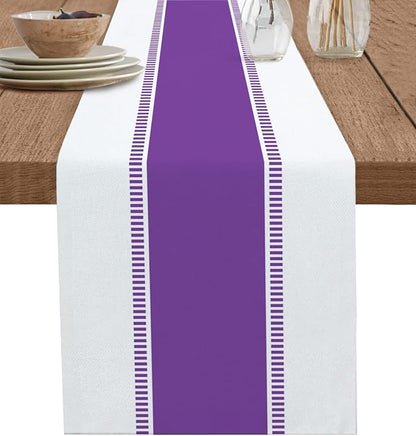 Purple Table Runners 36 inches Long, Modern Stripes Table Runner Farmhouse by Futuregrace