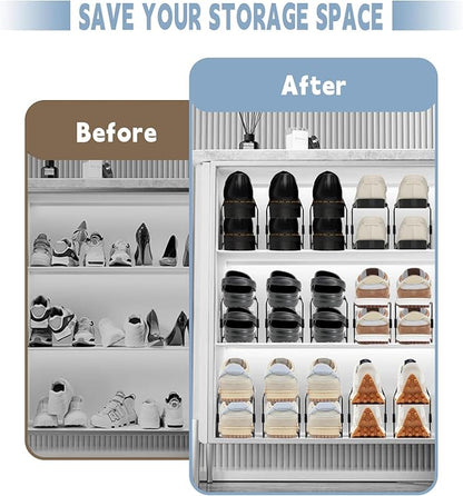 CiBiZi Shoe Slots Organizer 12Pack Metal Shoe Stackers for a Pair of Shoes Display Shelf Shoe Holder Shoe Storage Closet Organizers Shoe Space Saver Organizador de Zapatos White