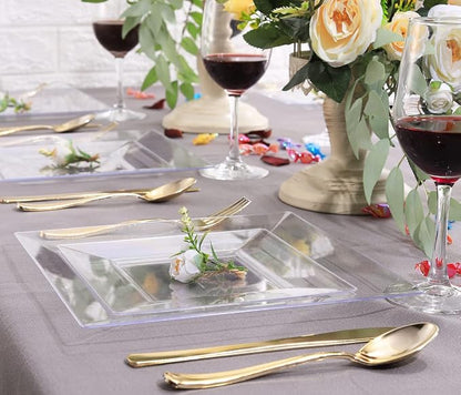 60PCS Clear Plastic Plates-9.5inch Square Disposable Plates - Image 4
