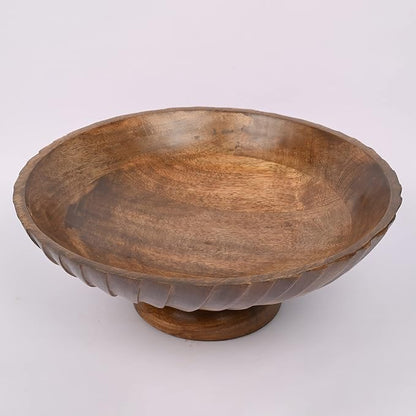 EDHAS Mango Wood Decorative Wooden Bowl Hand Carved Home Decor - Image 3